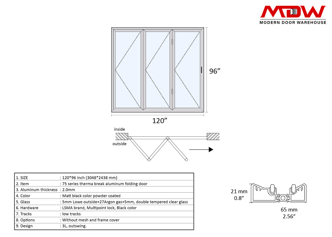 Bifold Door 120x80 L