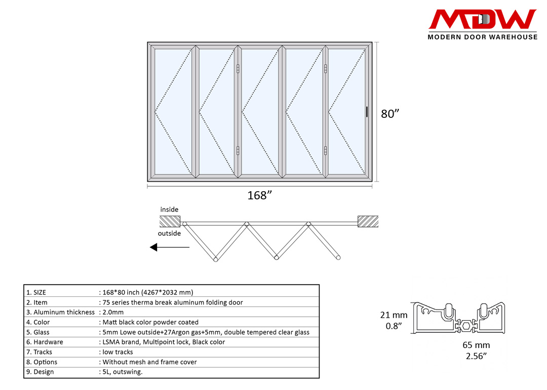 Bifold Door 168x80 5L
