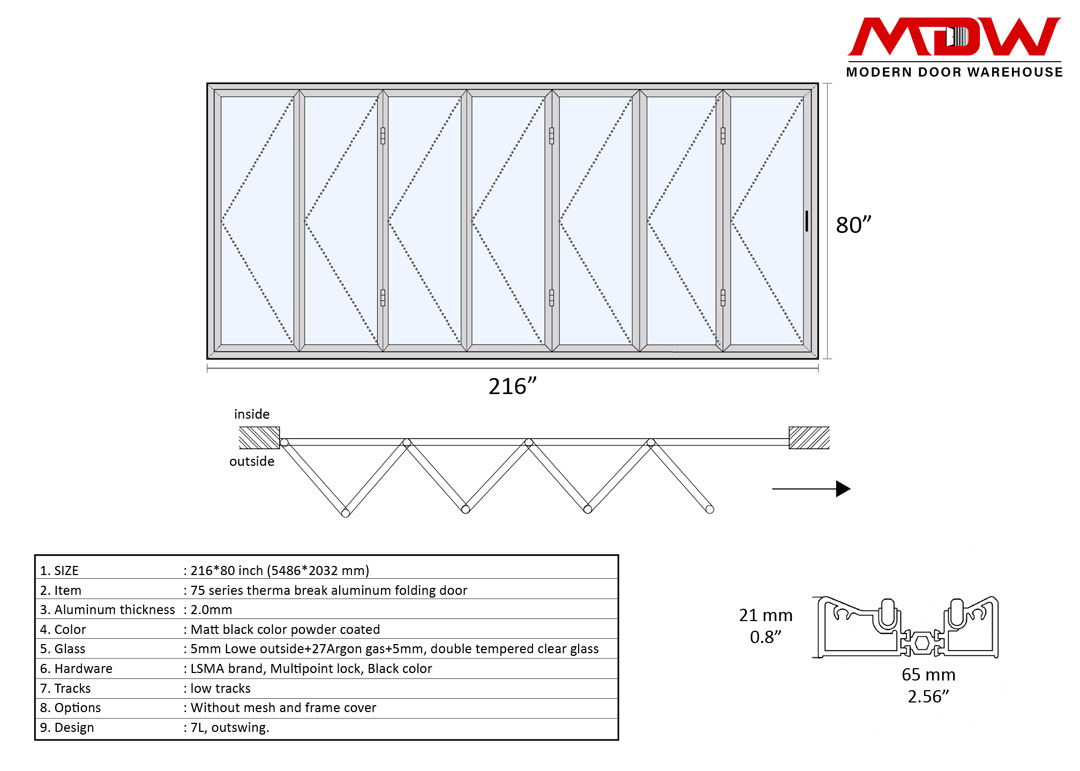 Bifold Door 216x80 7L
