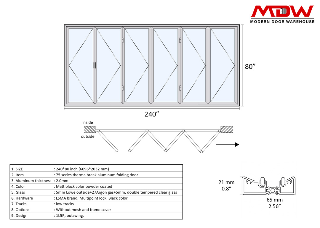 Bifold Door 240x80 1L5R