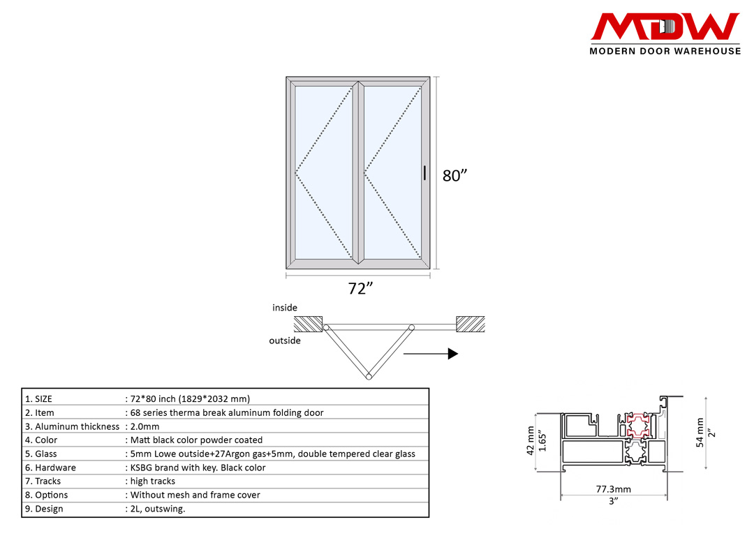 Bifold Door 72x80 L