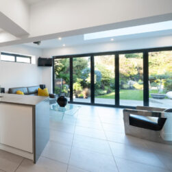 Aluminum Bifold Door 240″Wx80″H – OUT SWING FROM EXTERIOR VIEW